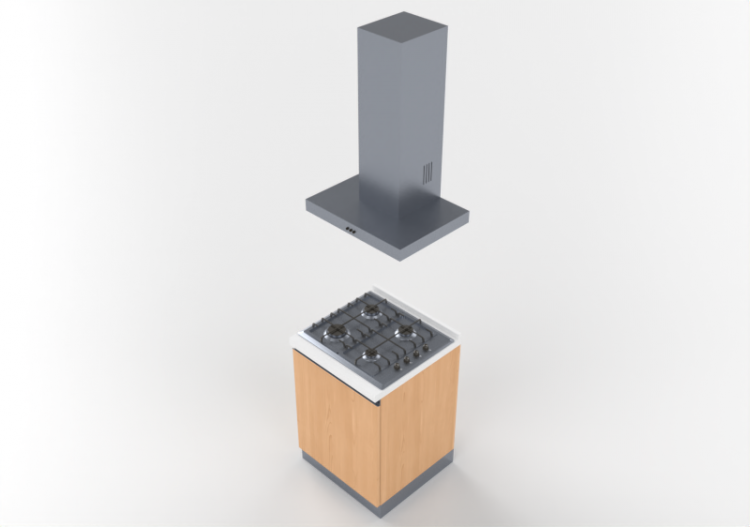 Cozinhas 3D - Bloco cozinha linear 60x240cm - ACCA software