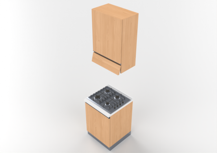 Cozinhas 3D - Bloco cozinha linear 60x240cm - ACCA software