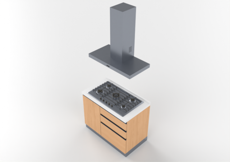 Cozinhas 3D - Bloco cozinha linear 105x240cm - ACCA...