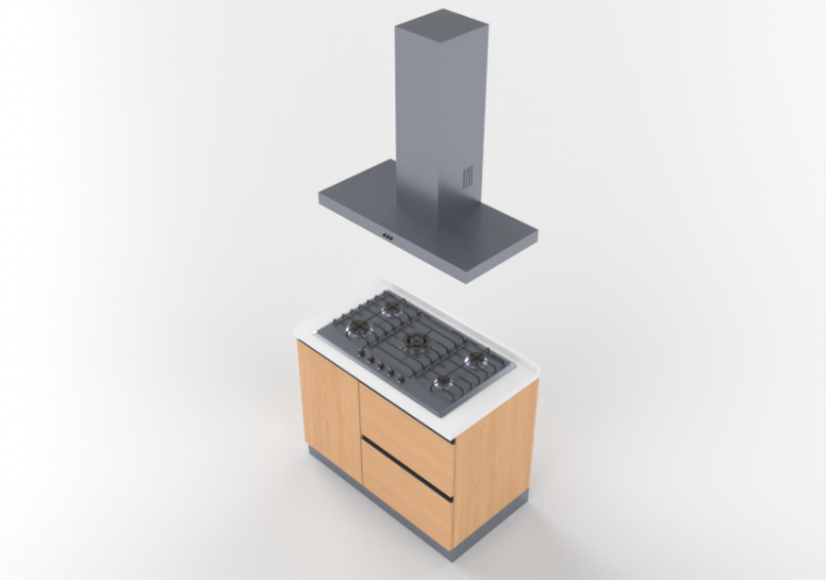 Cozinhas 3D - Bloco cozinha linear 105x240cm - ACCA...