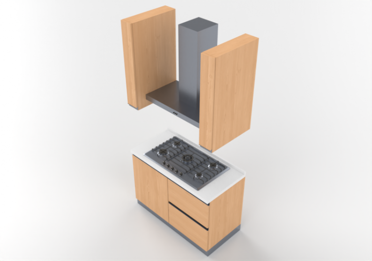 Cucine 3D - Blocco cottura lineare 120x240cm - ACCA...