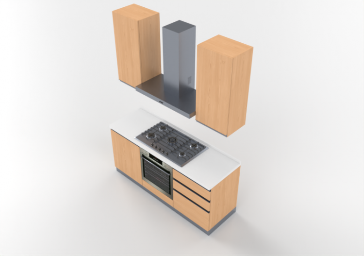 3D Kitchens - Complete cooking block 180x240cm - ACCA...