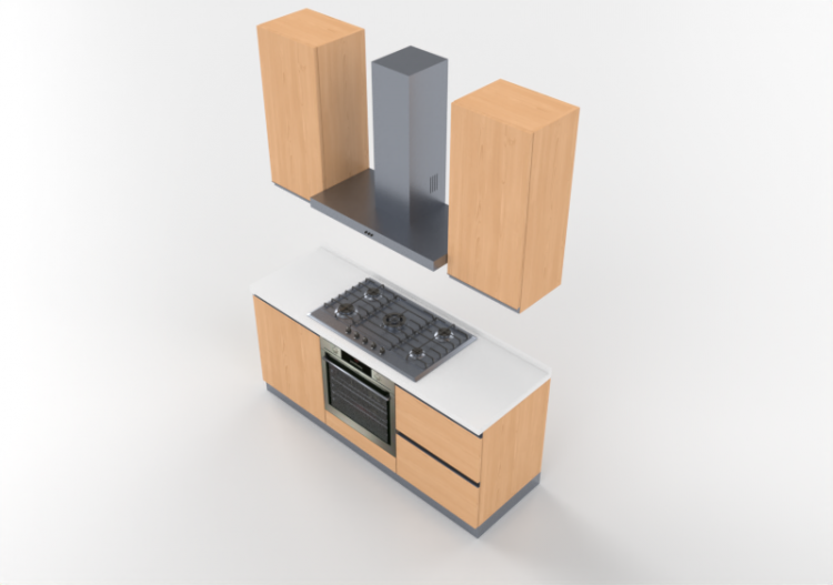 Cucine 3D - Blocco cottura lineare 180x240cm - ACCA...
