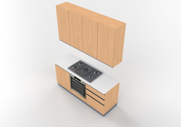 Cozinhas 3D - Bloco cozinha linear 180x240cm - ACCA...