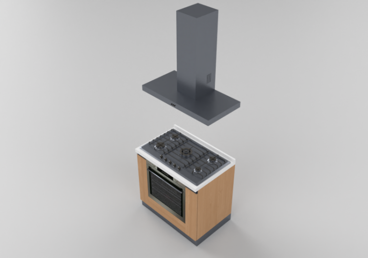 3D Kitchens - Complete cooking block 90x240cm - ACCA...