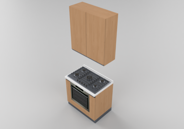 Cuisine 3D - Bloc de cuisson linéaire 90x240cm - ACCA...