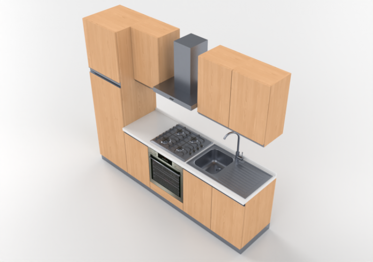 Cocinas 3D - Cocina linear 255x216cm - ACCA software