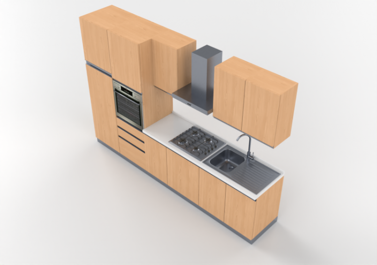3D Kitchens - Linear Kitchen 315x216cm - ACCA software