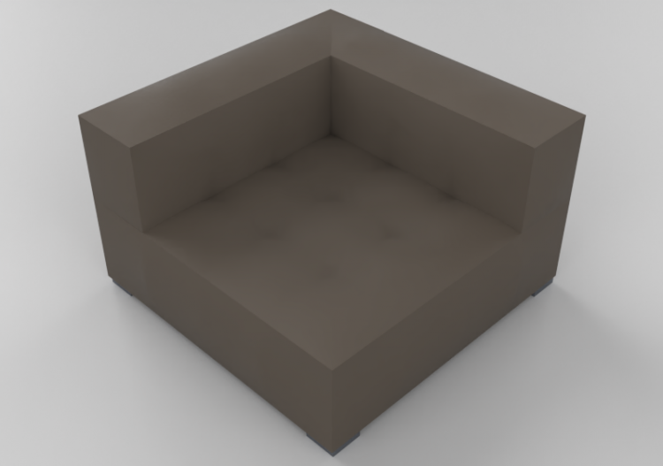 3D Sessel und Sofas - Pouf mit Rücken- und Armlehne aus...