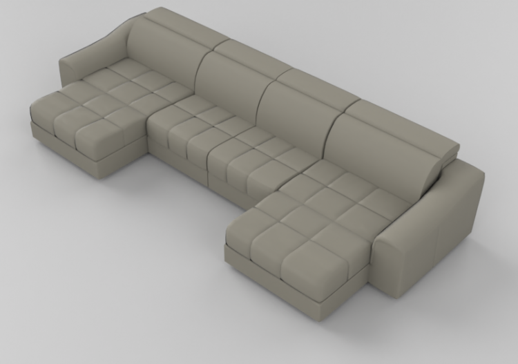 Sofás 3D - Sofá três lugares de pele - Natuzzi - Attesa -...