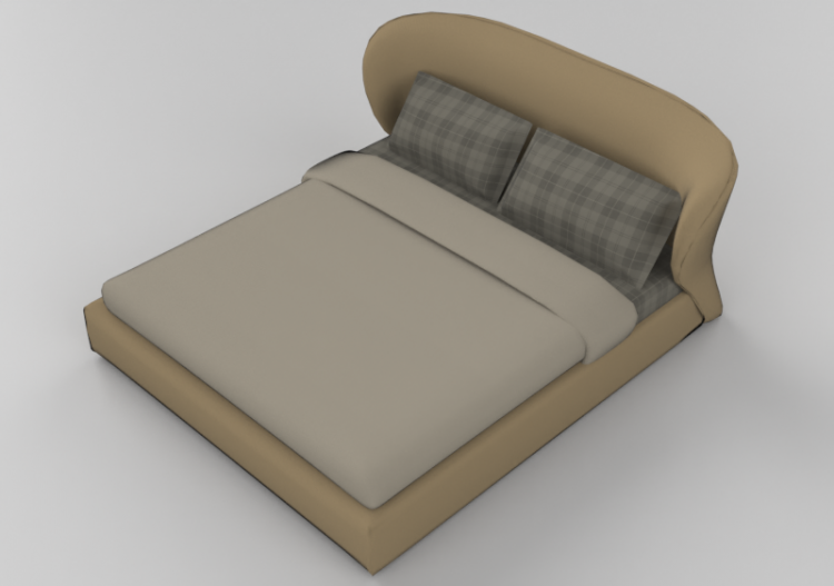 Beds and Side Cabinets 3D - Bed structure 208x233cm -...