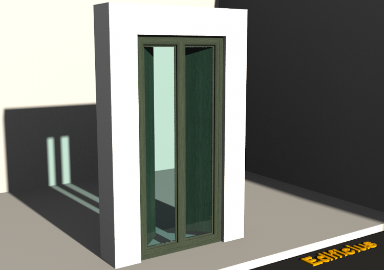 3D Tür/Fenster - Finestra doppia anta verde/noce - Copia -...