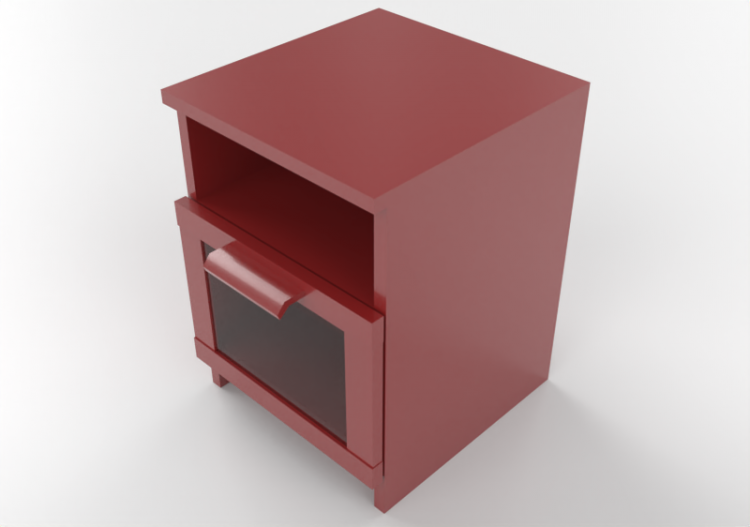 3D Beds - Bedside cabinet with 1 drawer and glass top...