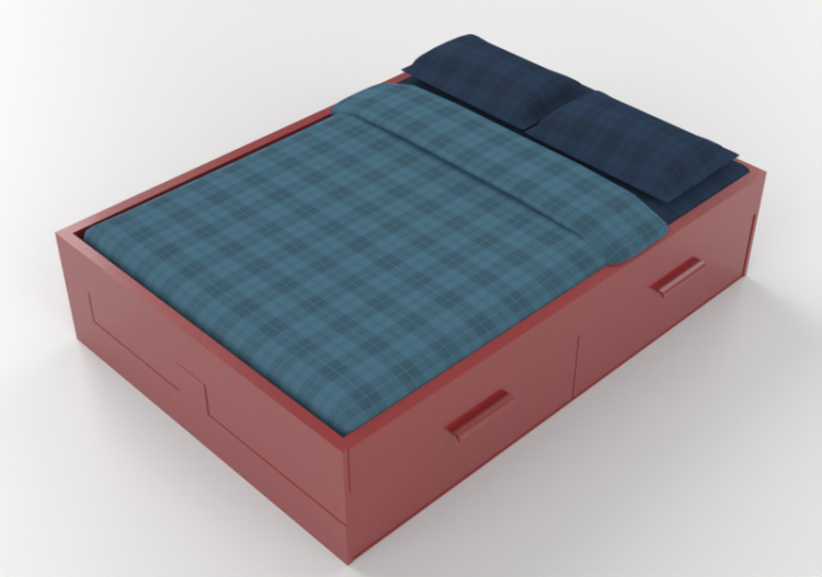 Camas 3D - Cama baú com 2 gavetas 146x206cm - ACCA software