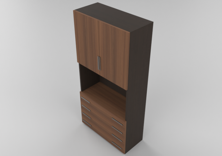 3D Schränke und Kommoden - Schrank 2 Türen mit TV-Fach...
