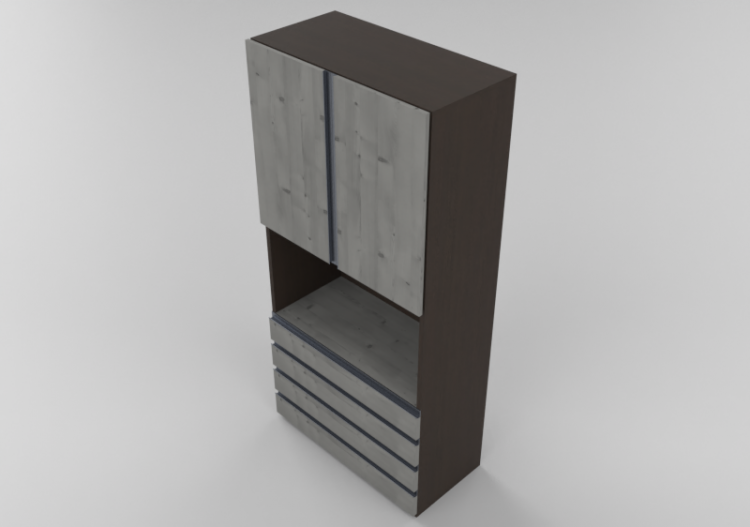 3D Schränke und Kommoden - Schrank 2 Türen mit TV-Fach...