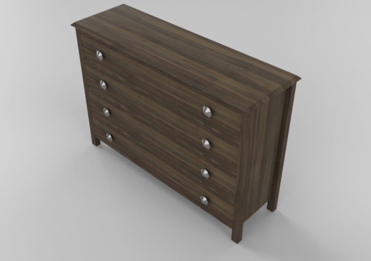 Wardrobes and Cabinets 3D - 4 Drawer cabinet 135x42x90cm -...