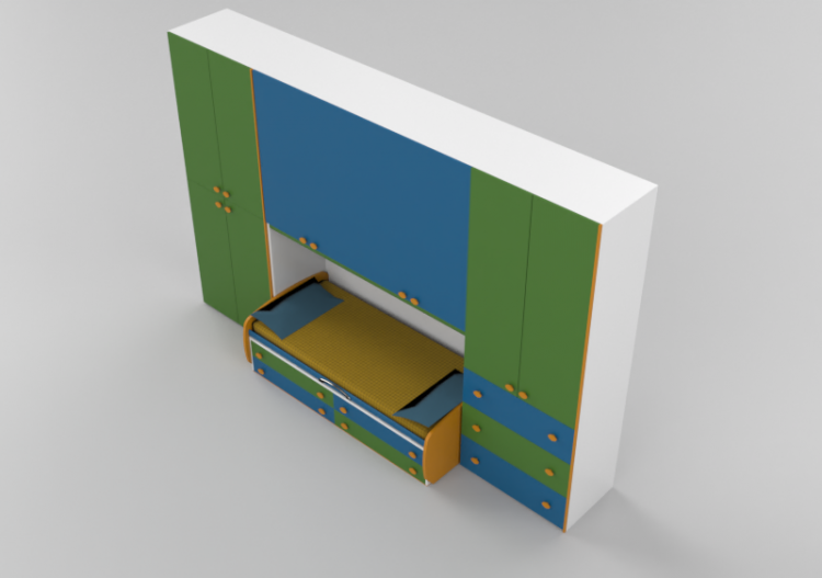 Armoires 3D - Chambre pour enfants 398x98x258cm - ACCA...