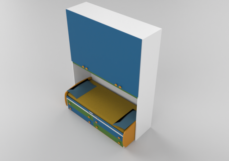 Wardrobes and Cabinets 3D - Children's bedroom 205x98x258cm...