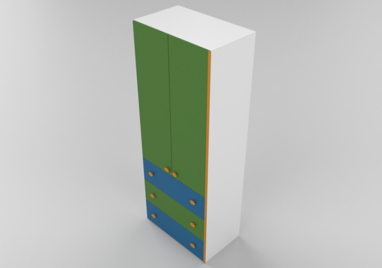 Armários 3D - Armário 2 portas e 3 gavetas 100x63x258cm. -...