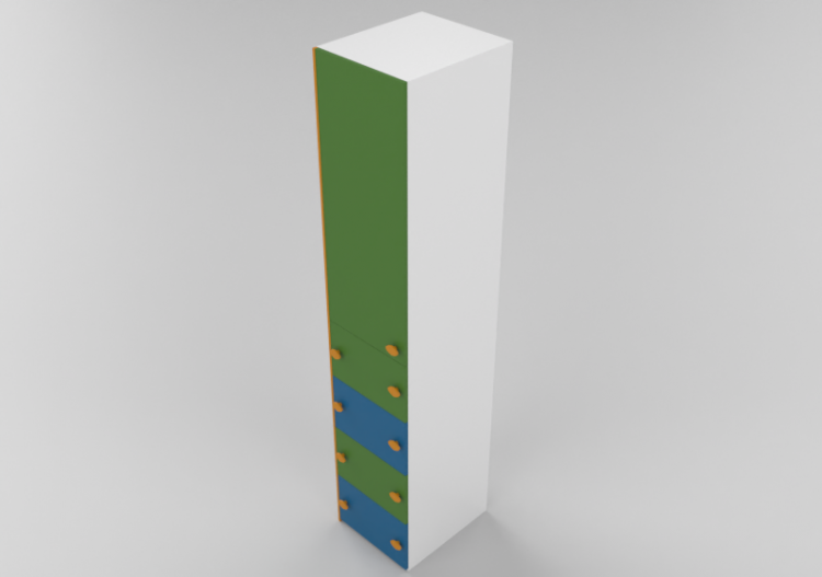 Armários 3D - Armário 1 porta e 4 gavetas 50x63x258cm. -...