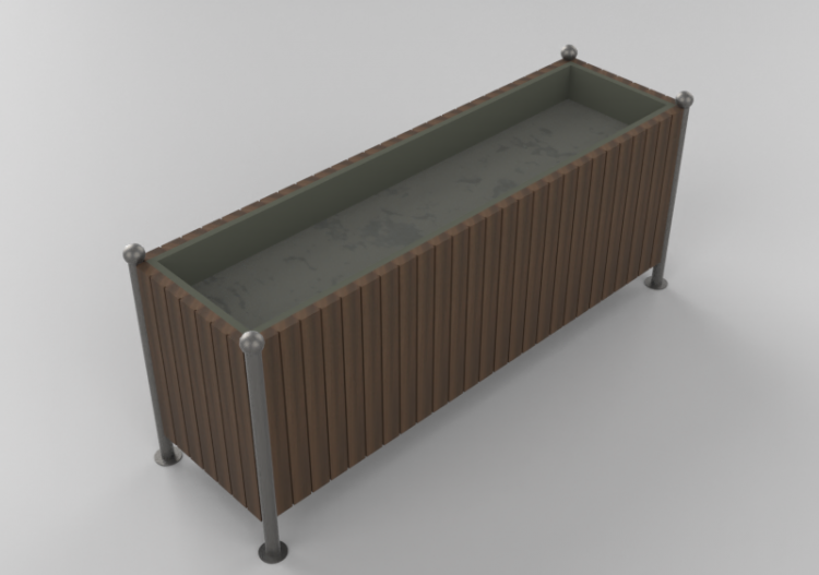 Bancos y Macetas 3D - Arriate a pavimiento de madera para...