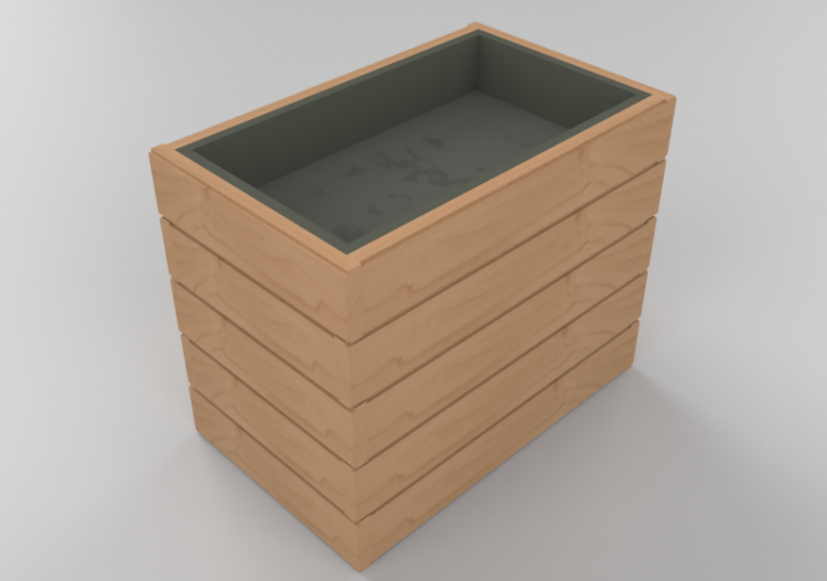 Bancos y Macetas 3D - Arriate a pavimiento de madera para...