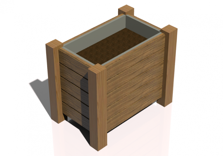 3D Benches - Wooden floor planter for gardens and terraces...