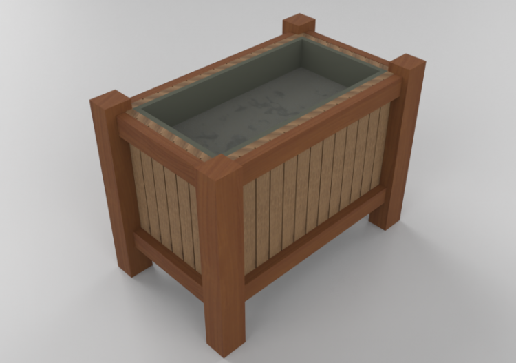 Benches and Planters 3D - Wooden floor planter for gardens...