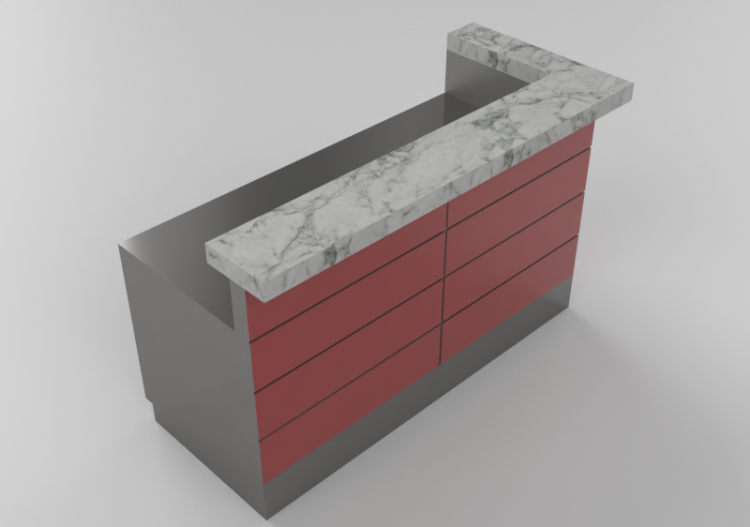 3D Counter Desks - Linear Counter 200x900cm - ACCA software