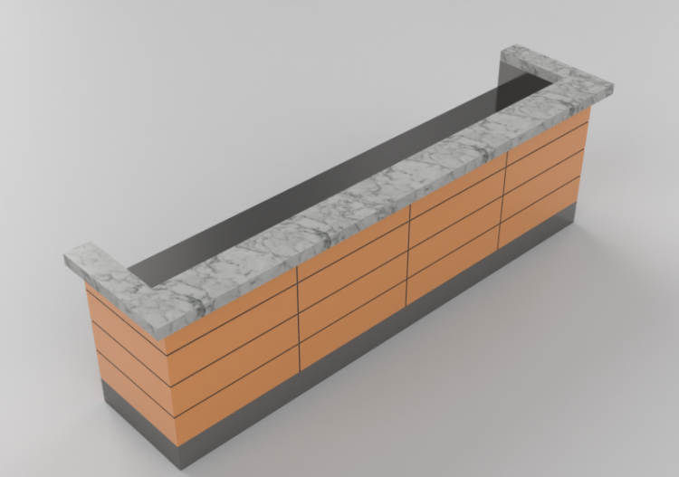 3D Counter Desks - Linear Counter 395x90cm - ACCA software