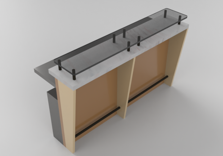 3D Bartheken - Bartheke linear 150x60cm - ACCA software