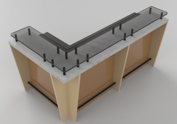 Balcões 3D - Balção linear 200x60cm - ACCA software