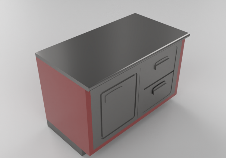 3D Counter Desks - Linear Counter with fridge 135x90cm -...