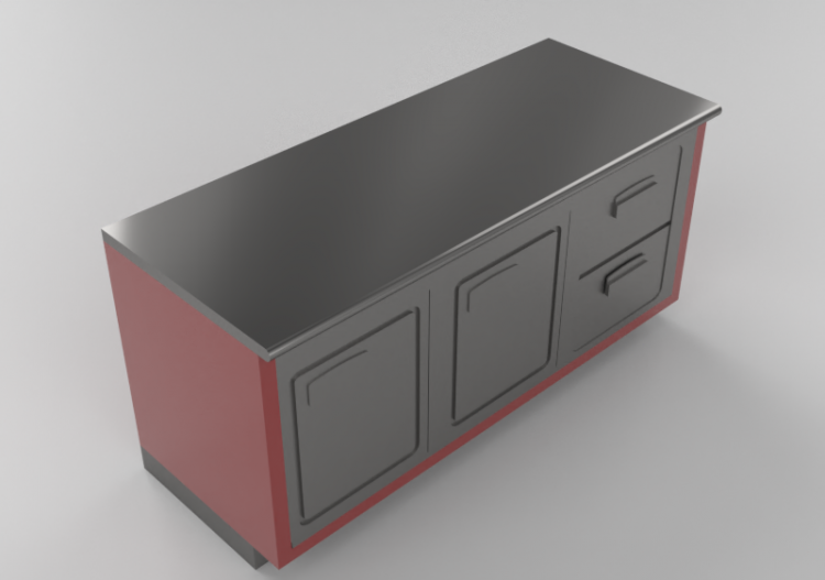3D Counter Desks - Linear Counter with fridge 190x90cm -...