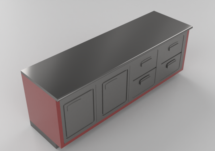 3D Bartheken - Bartheke linear mit Kühlschrank 250x90cm -...