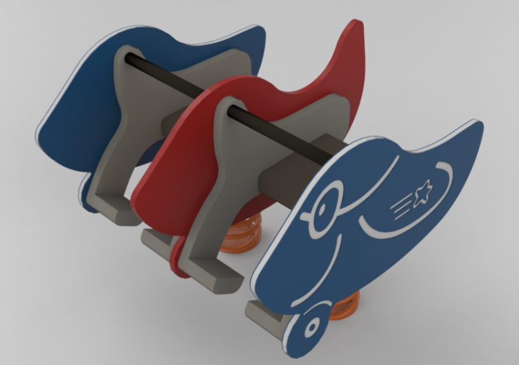 Áreas de recreação 3D - Gangorra de dois molas de...