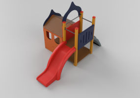 3D Playgrounds - Wooden tot house with ramp/slide - Holzhof - CASABLANCA XS11