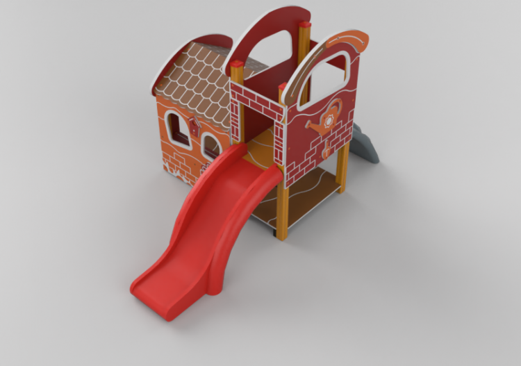 Parc Jeux 3D - Petite maison avec tobbogan et rampe -...