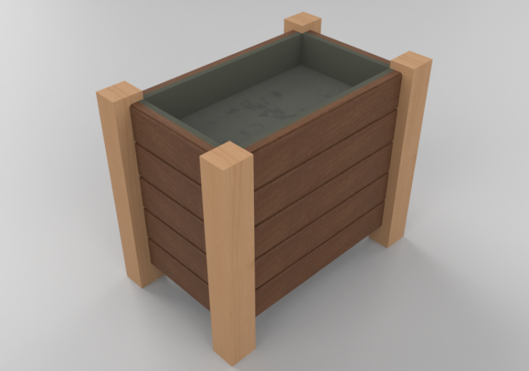 Benches and Planters 3D - Wooden floor planter for gardens...
