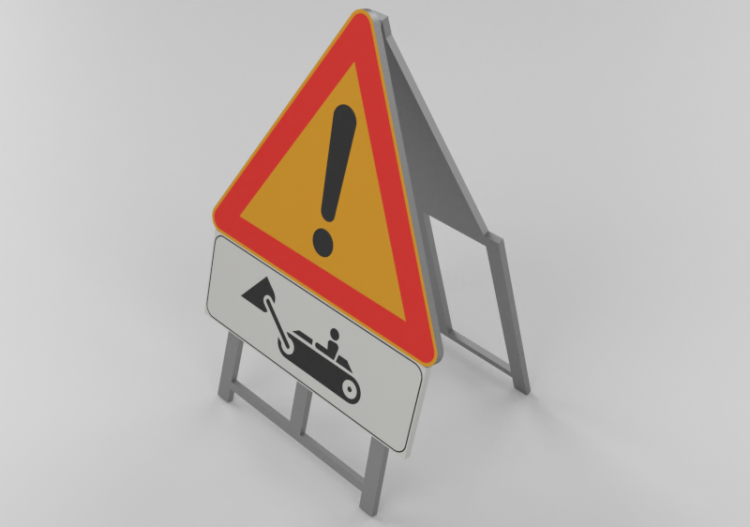 Signalisations 3D - General danger with supplemental panel...