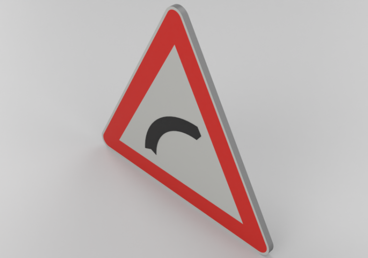 3D Signage - Bend ahead to the right - ACCA software