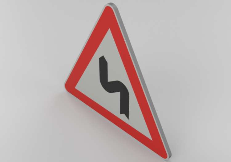 3D Signage - Double bend or series of bends ahead, first to...