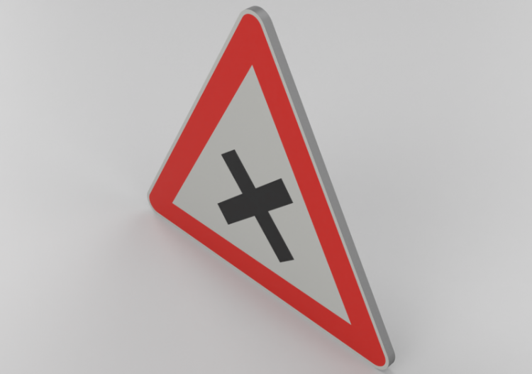 Sinalização 3D - Cruzamento com via com prioridade à...