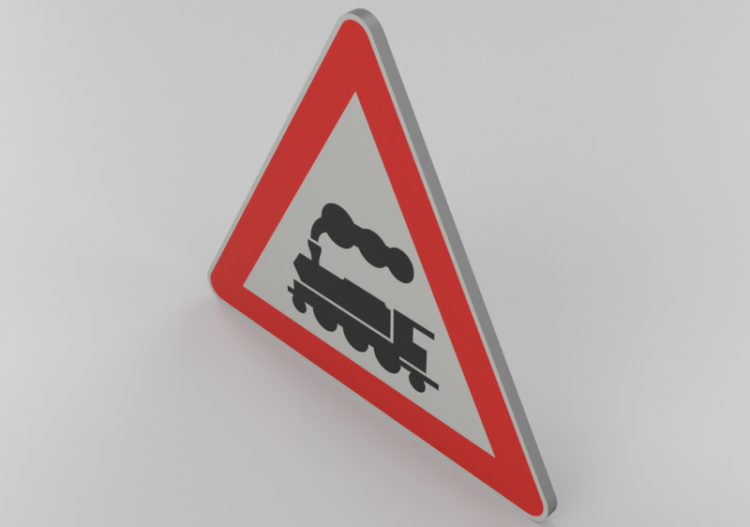 3D Verkehrszeichen - Unbeschrankter Bahnübergang - ACCA...