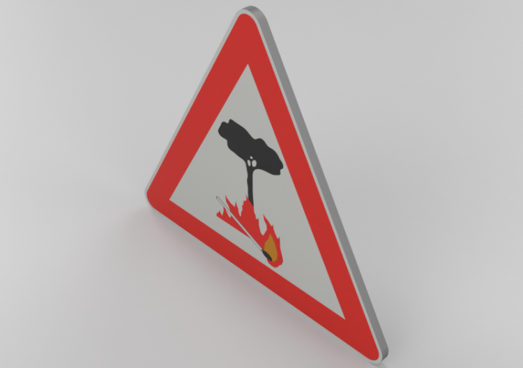 Sinalização 3D - Perigo de incêndio - ACCA software