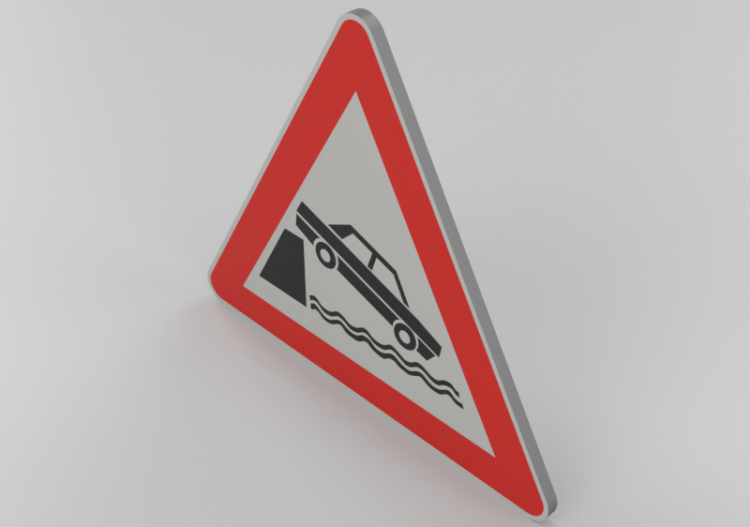 3D Signage - Quayside or river bank ahead - ACCA software