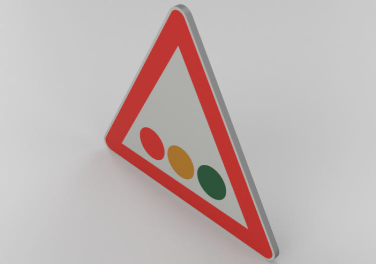 3D Verkehrszeichen - Verkehrsampel mit horizontalen...