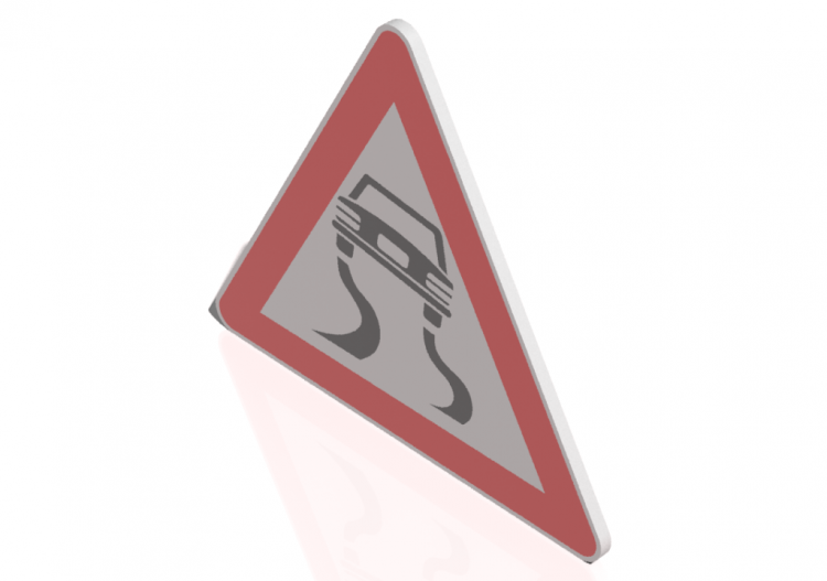 3d signage - slippery road ahead