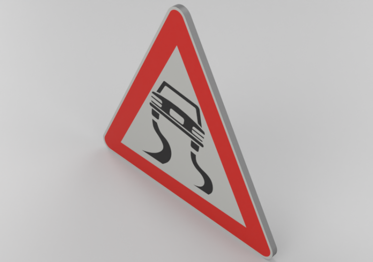 3D Signage - Slippery road ahead - ACCA software